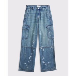 Abercrombie & Fitch Kids Ultra Baggy Cargo Jean Blue Size 9/10 New With Tags